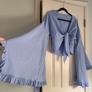Front Tie Bell Sleeve Top